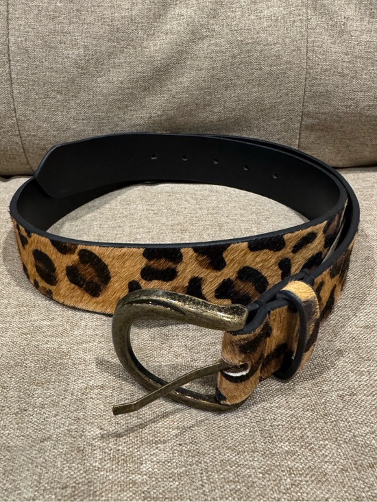 Free People Accessories - Free People Marcella Calf Hair Belt Animal Print Leather Fur Tan/Black/Brown S/M